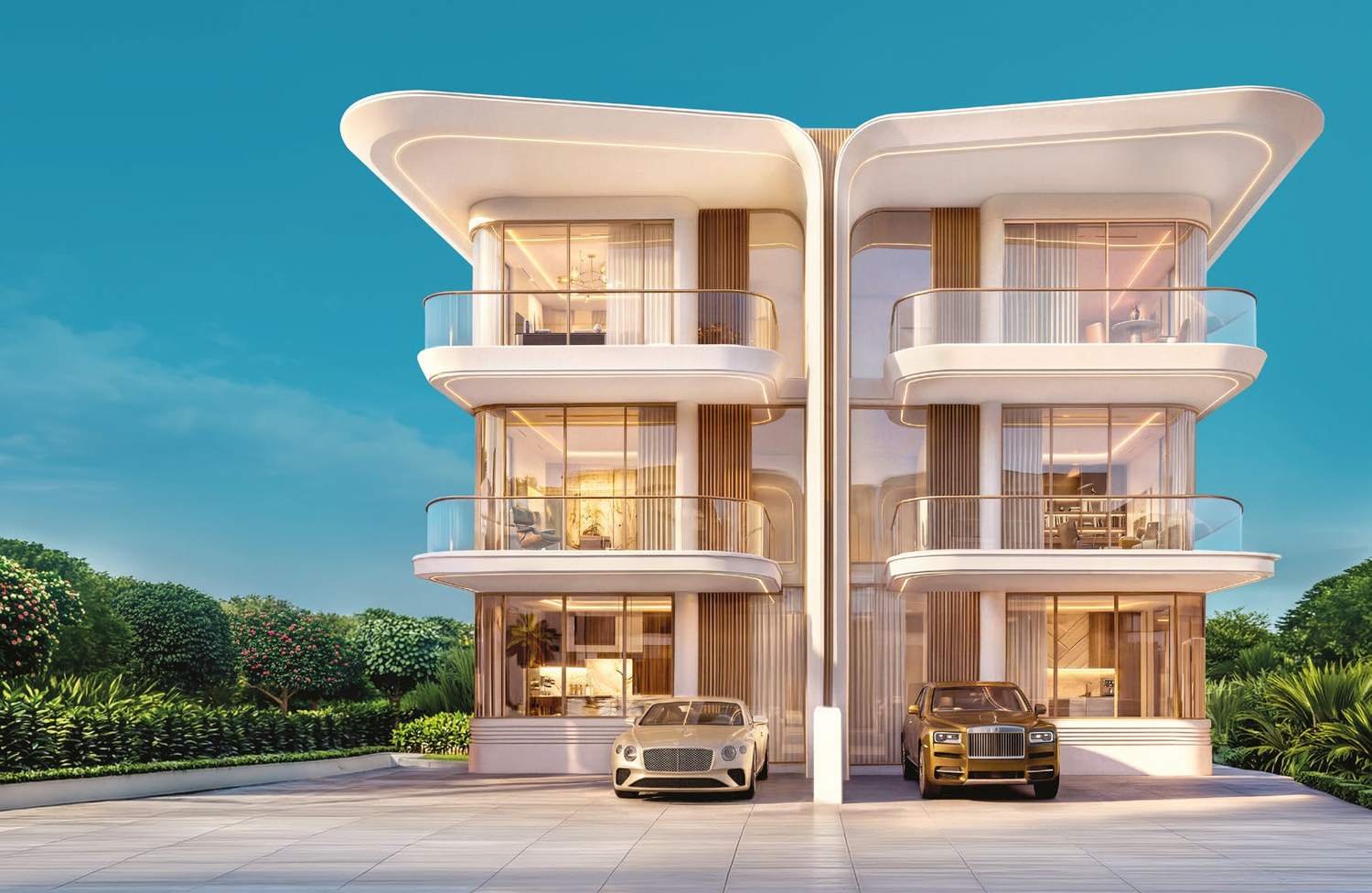 Garden twin villas at Greenz by Danube with landscaped greens